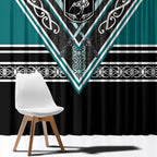New Zealand Maori Rugby Window Curtain Aotearoa Koru Geometric - Oceanic Color