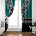 New Zealand Maori Rugby Window Curtain Aotearoa Koru Geometric - Oceanic Color