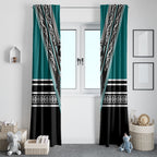 New Zealand Maori Rugby Window Curtain Aotearoa Koru Geometric - Oceanic Color