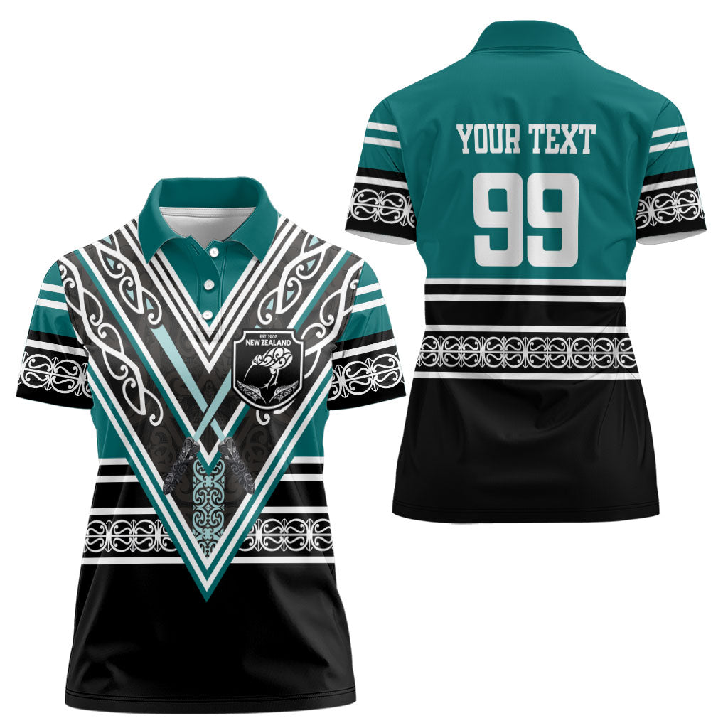 New Zealand Maori Rugby Custom Women Polo Shirt Aotearoa Koru Geometric - Oceanic Color