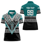 New Zealand Maori Rugby Custom Women Polo Shirt Aotearoa Koru Geometric - Oceanic Color