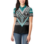 New Zealand Maori Rugby Custom Women Polo Shirt Aotearoa Koru Geometric - Oceanic Color