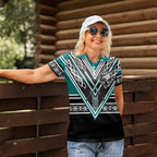 New Zealand Maori Rugby Custom Women Polo Shirt Aotearoa Koru Geometric - Oceanic Color