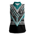 New Zealand Maori Rugby Custom Women Sleeveless Polo Shirt Aotearoa Koru Geometric - Oceanic Color