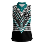 New Zealand Maori Rugby Custom Women Sleeveless Polo Shirt Aotearoa Koru Geometric - Oceanic Color