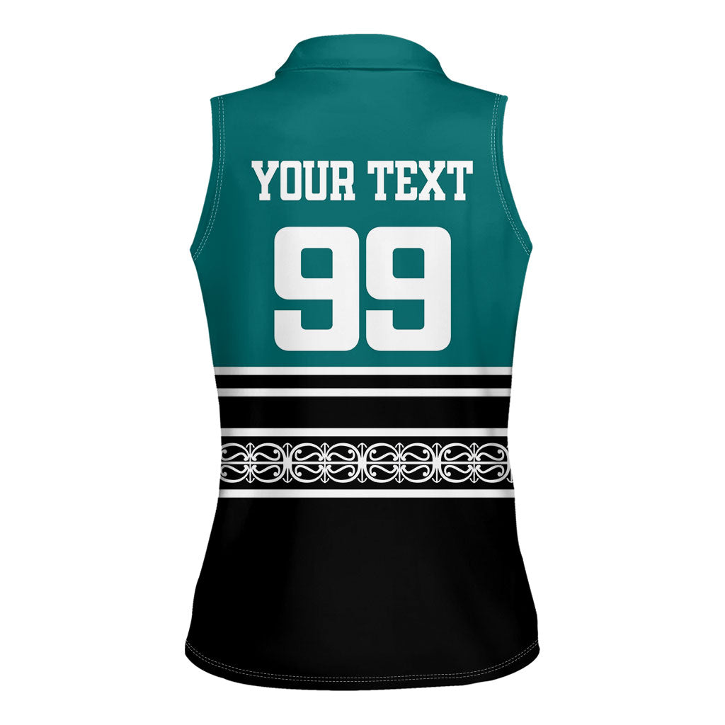 New Zealand Maori Rugby Custom Women Sleeveless Polo Shirt Aotearoa Koru Geometric - Oceanic Color
