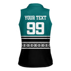 New Zealand Maori Rugby Custom Women Sleeveless Polo Shirt Aotearoa Koru Geometric - Oceanic Color