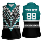 New Zealand Maori Rugby Custom Women Sleeveless Polo Shirt Aotearoa Koru Geometric - Oceanic Color