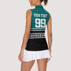 New Zealand Maori Rugby Custom Women Sleeveless Polo Shirt Aotearoa Koru Geometric - Oceanic Color