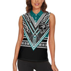 New Zealand Maori Rugby Custom Women Sleeveless Polo Shirt Aotearoa Koru Geometric - Oceanic Color