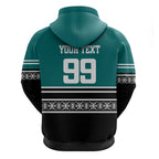 New Zealand Maori Rugby Custom Zip Hoodie Aotearoa Koru Geometric - Oceanic Color