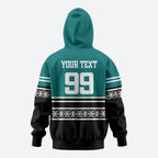 New Zealand Maori Rugby Custom Zip Hoodie Aotearoa Koru Geometric - Oceanic Color