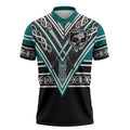 New Zealand Maori Rugby Custom Zipper Polo Shirt Aotearoa Koru Geometric - Oceanic Color