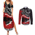 Aotearoa Toitu Te Tiriti Couples Matching Summer Maxi Dress and Long Sleeve Button Shirt Honoring Te Tiriti o Waitangi Maori Haka