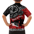 Aotearoa Toitu Te Tiriti Family Matching Off Shoulder Short Dress and Hawaiian Shirt Honoring Te Tiriti o Waitangi Maori Haka