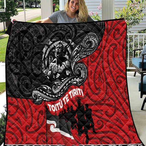 Aotearoa Toitu Te Tiriti Quilt Honoring Te Tiriti o Waitangi Maori Haka