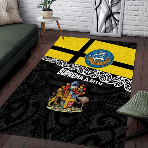 New Zealand Wellington Area Rug The Capital's Emblems Flag and Koru Art