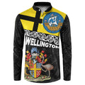 New Zealand Wellington Button Sweatshirt The Capital's Emblems Flag and Koru Art
