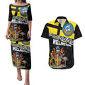 New Zealand Wellington Couples Matching Puletasi and Hawaiian Shirt The Capital's Emblems Flag and Koru Art