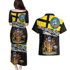 New Zealand Wellington Couples Matching Puletasi and Hawaiian Shirt The Capital's Emblems Flag and Koru Art