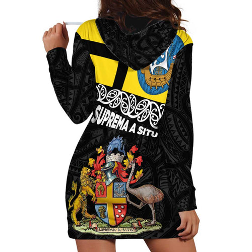 New Zealand Wellington Hoodie Dress The Capital's Emblems Flag and Koru Art