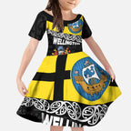 New Zealand Wellington Kid Short Sleeve Dress The Capital's Emblems Flag and Koru Art