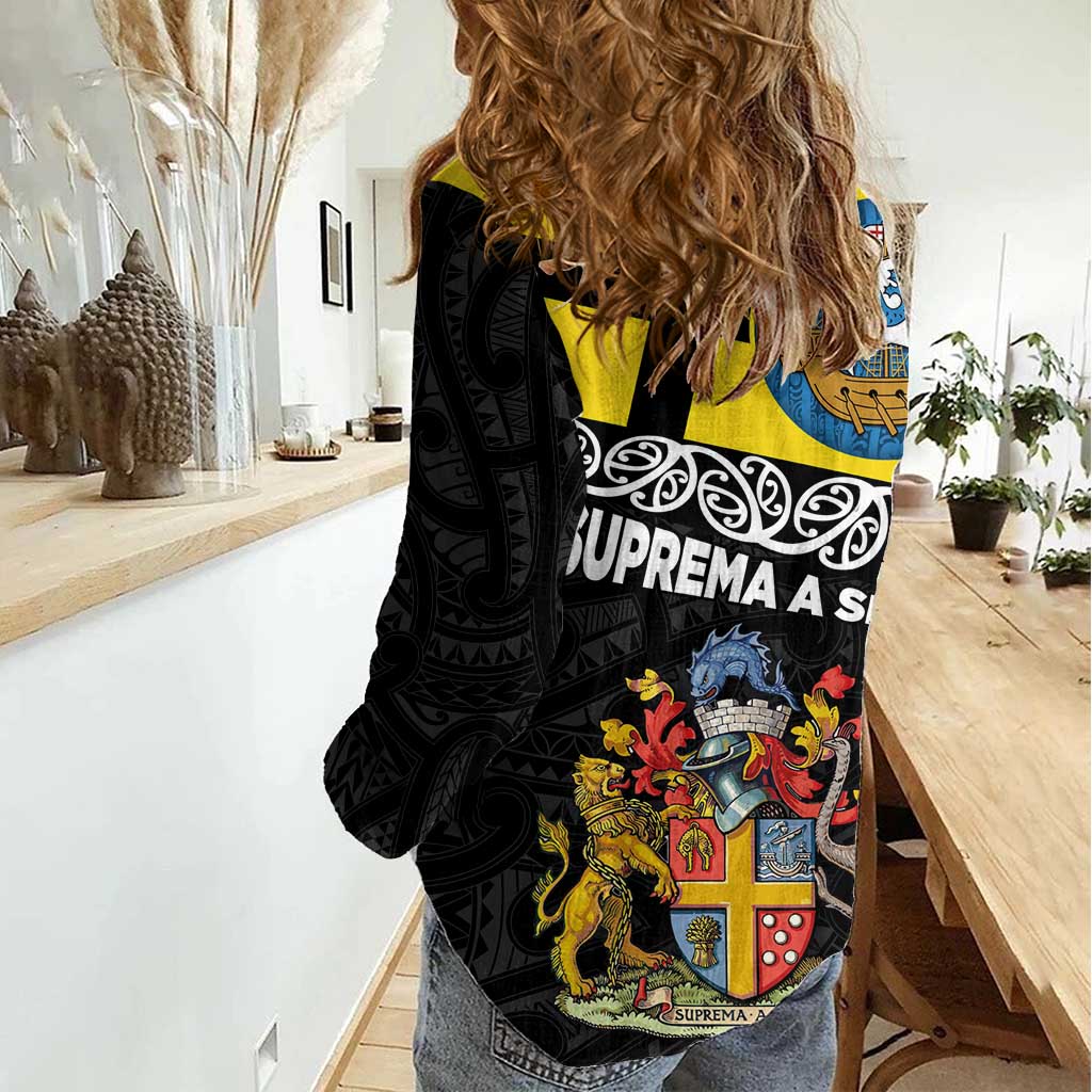 New Zealand Wellington Women Casual Shirt The Capital's Emblems Flag and Koru Art