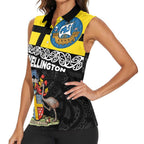 New Zealand Wellington Women Sleeveless Polo Shirt The Capital's Emblems Flag and Koru Art