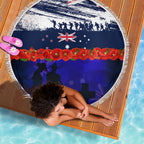 New Zealand and Australia ANZAC Day Beach Blanket Lest We Forget Red Poppy Flowers and Soldier