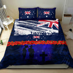 New Zealand and Australia ANZAC Day Bedding Set Lest We Forget Red Poppy Flowers and Soldier