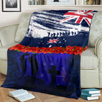 New Zealand and Australia ANZAC Day Blanket Lest We Forget Red Poppy Flowers and Soldier