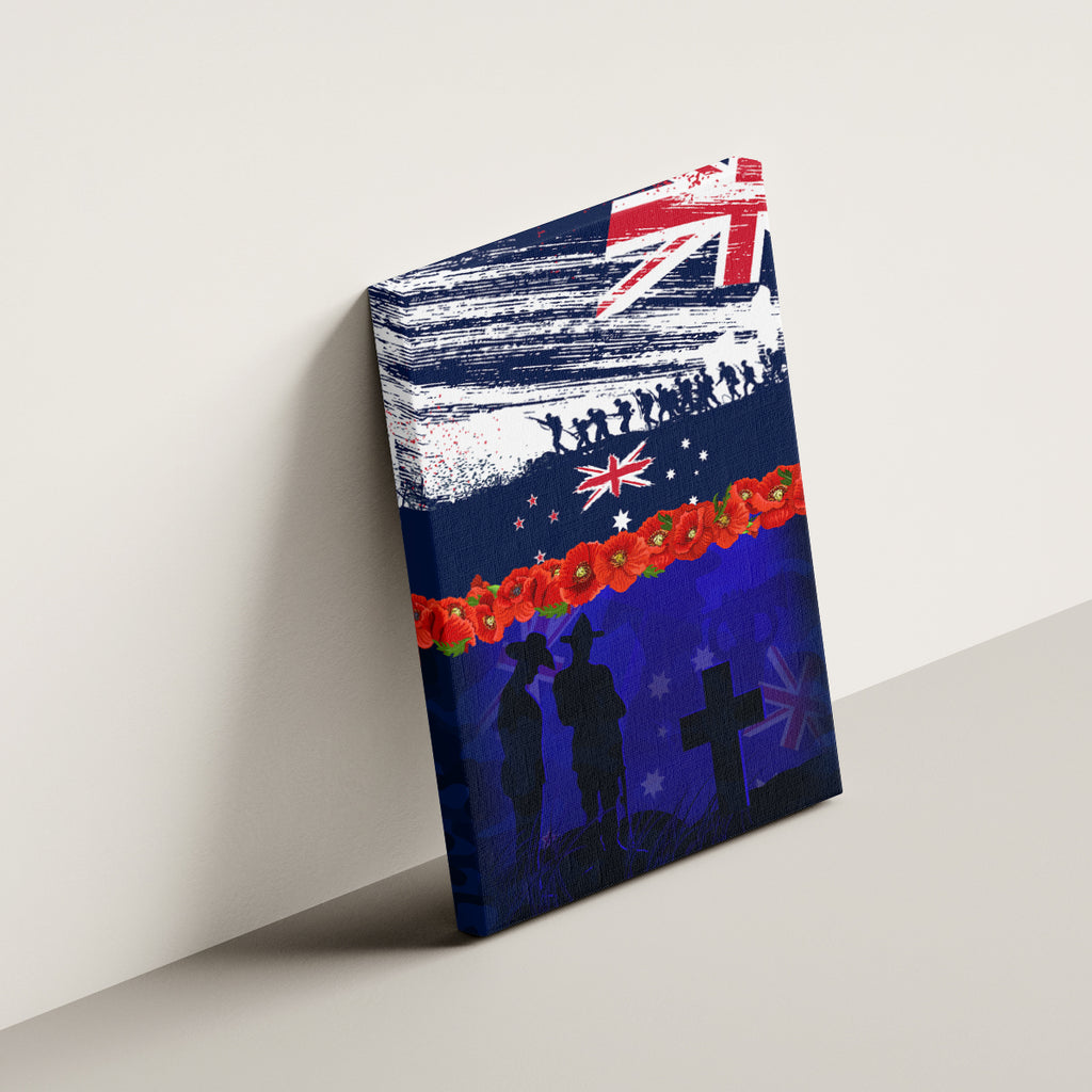 New Zealand and Australia ANZAC Day Canvas Wall Art Lest We Forget Red Poppy Flowers and Soldier