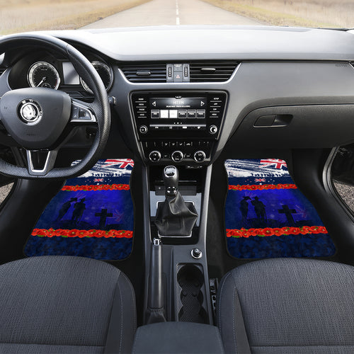 New Zealand and Australia ANZAC Day Car Mats Lest We Forget Red Poppy Flowers and Soldier