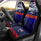 New Zealand and Australia ANZAC Day Car Seat Cover Lest We Forget Red Poppy Flowers and Soldier