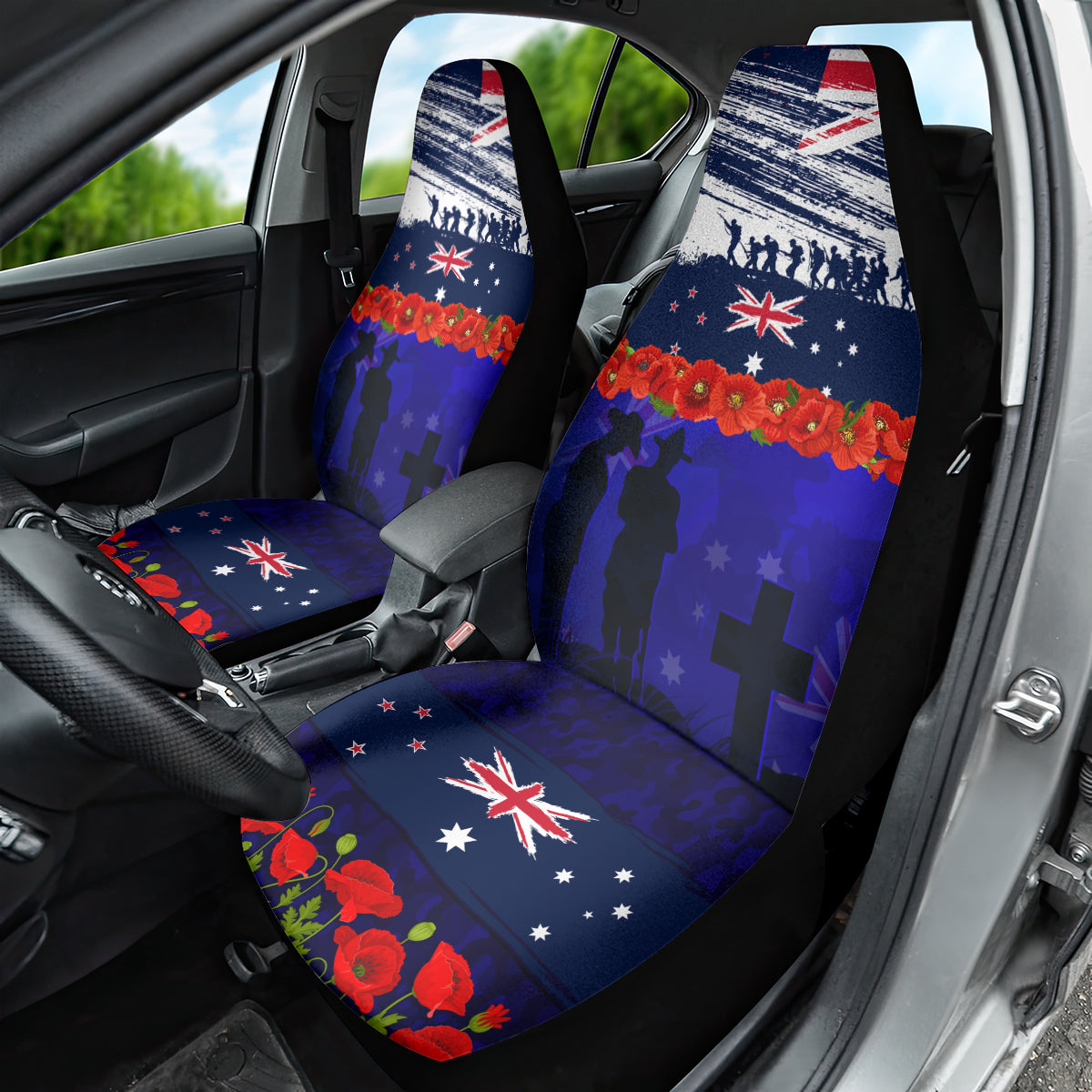 New Zealand and Australia ANZAC Day Car Seat Cover Lest We Forget Red Poppy Flowers and Soldier