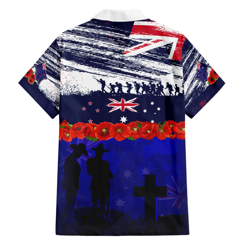 New Zealand and Australia ANZAC Day Hawaiian Shirt Lest We Forget Red Poppy Flowers and Soldier