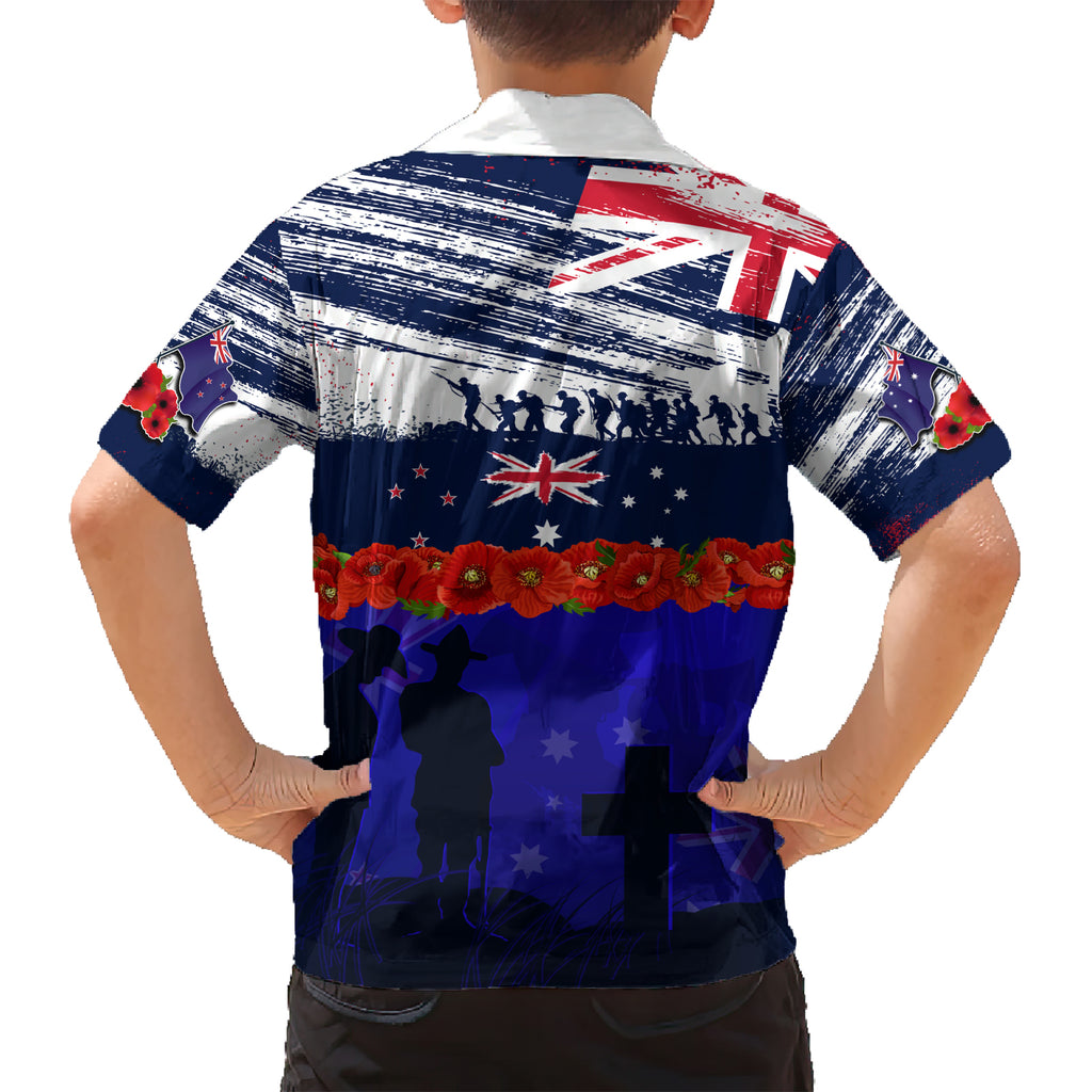 New Zealand and Australia ANZAC Day Hawaiian Shirt Lest We Forget Red Poppy Flowers and Soldier