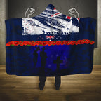 New Zealand and Australia ANZAC Day Hooded Blanket Lest We Forget Red Poppy Flowers and Soldier