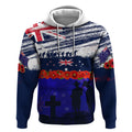 New Zealand and Australia ANZAC Day Hoodie Lest We Forget Red Poppy Flowers and Soldier