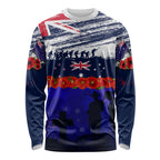 New Zealand and Australia ANZAC Day Long Sleeve Shirt Lest We Forget Red Poppy Flowers and Soldier