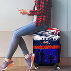 New Zealand and Australia ANZAC Day Luggage Cover Lest We Forget Red Poppy Flowers and Soldier