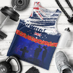 New Zealand and Australia ANZAC Day Men Tank Top Lest We Forget Red Poppy Flowers and Soldier