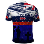 New Zealand and Australia ANZAC Day Polo Shirt Lest We Forget Red Poppy Flowers and Soldier