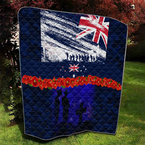 New Zealand and Australia ANZAC Day Quilt Lest We Forget Red Poppy Flowers and Soldier