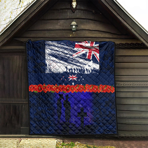New Zealand and Australia ANZAC Day Quilt Lest We Forget Red Poppy Flowers and Soldier