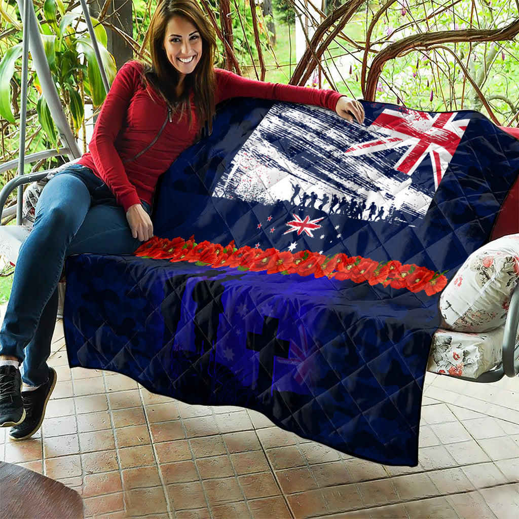 New Zealand and Australia ANZAC Day Quilt Lest We Forget Red Poppy Flowers and Soldier