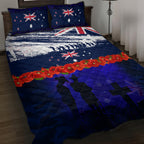New Zealand and Australia ANZAC Day Quilt Bed Set Lest We Forget Red Poppy Flowers and Soldier