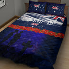 New Zealand and Australia ANZAC Day Quilt Bed Set Lest We Forget Red Poppy Flowers and Soldier
