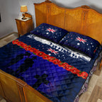 New Zealand and Australia ANZAC Day Quilt Bed Set Lest We Forget Red Poppy Flowers and Soldier