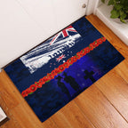New Zealand and Australia ANZAC Day Rubber Doormat Lest We Forget Red Poppy Flowers and Soldier